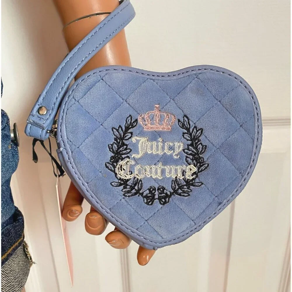Juicy Couture Royal Couture Blue Zip Around Logo Wristlet Bag NWT